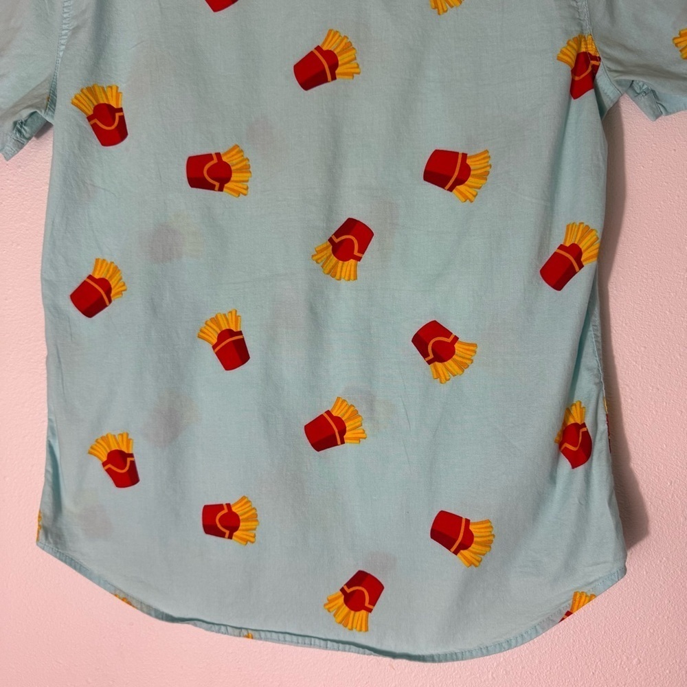 Five Points Industries NYC blue French fry print short sleeve button down size M - Picture 4 of 16